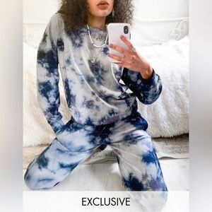INS Navy Blue Tie Dye Loungewear Pajama Set Size XL